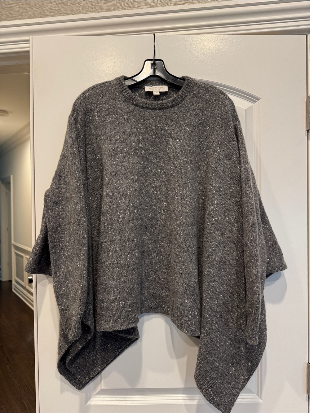 Michael Kors Collection Gray Crewneck Poncho Sweater